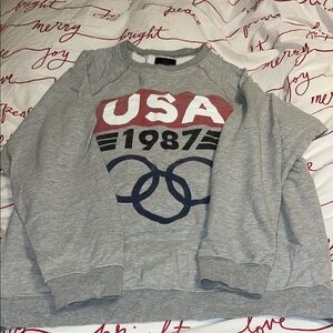 Retrobrand by Free People - Distressed Gray USA 1987 Olympic Sweatshirt
